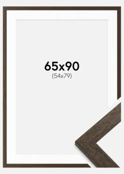 Ramme Brun træ 65x90 cm - Passepartout Hvid 55x80 cm