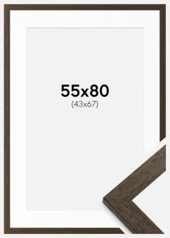 Ramme Brun træ 55x80 cm - Passepartout Hvid 44x68 cm