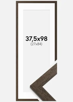 Ramme Brun træ 37,5x98 cm - Passepartout Hvid 28x85 cm