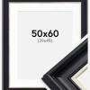 Ramme Dalarna Sort-Sølv 50x60 cm - Passepartout Hvid 40x50 cm