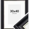 Ramme Dalarna Sort-Sølv 30x40 cm - Passepartout Hvid 20x30 cm