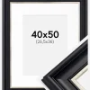 Ramme Dalarna Sort-Sølv 40x50 cm - Passepartout Hvid 27,5x37 cm