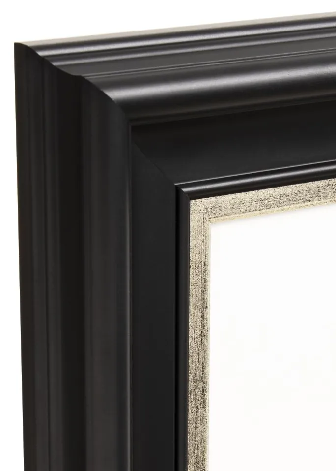 Ramme Dalarna Sort-Sølv 60x80 cm - Passepartout Hvid 50x65 cm