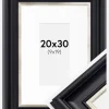 Ramme Dalarna Sort-Sølv 20x30 cm - Passepartout Hvid 10x20 cm