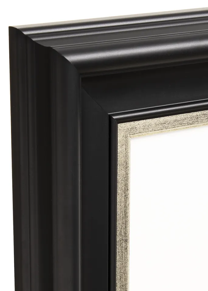 Ramme Dalarna Sort-Sølv 20x30 cm - Passepartout Hvid 10x20 cm