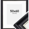 Ramme Dalarna Sort-Sølv 50x60 cm - Passepartout Hvid 35x45 cm