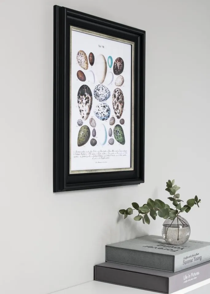 Ramme Dalarna Sort-Sølv 50x60 cm - Passepartout Hvid 35x45 cm