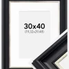 Ramme Dalarna Sort-Sølv 30x40 cm - Passepartout Hvid 8x12 inches