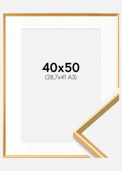 Ramme Desire Guld 40x50 cm - Passepartout Hvid 29,7x42 cm (A3)