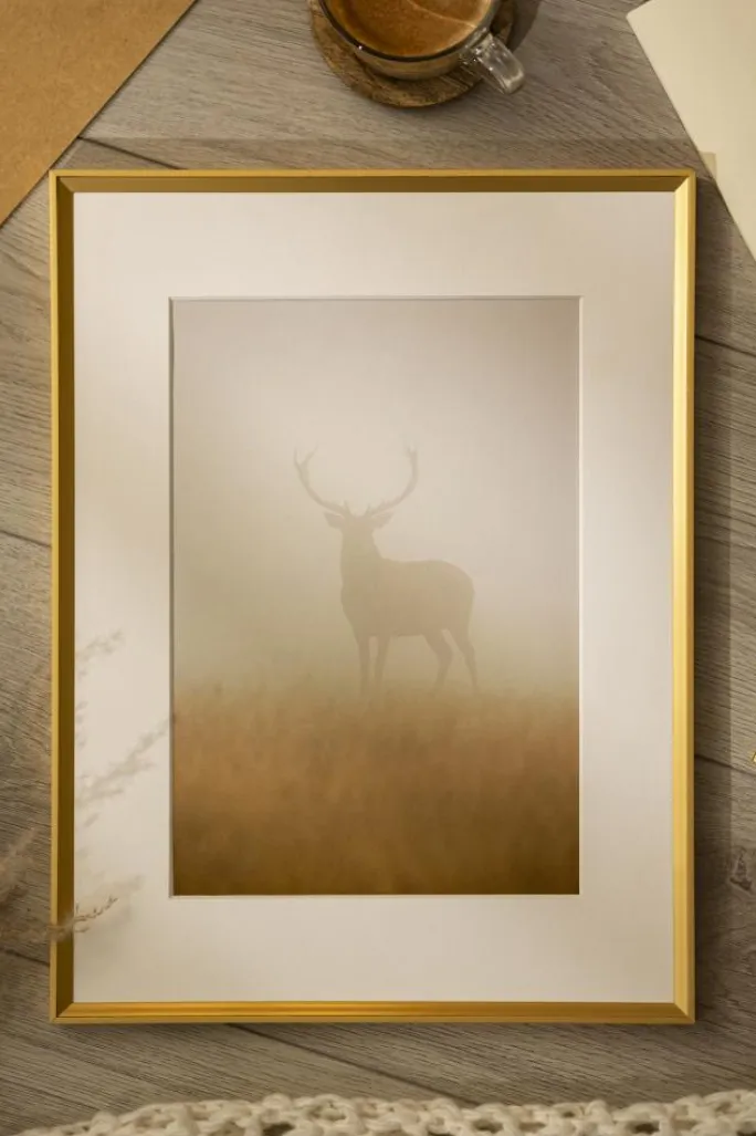 Ramme Desire Guld 40x60 cm - Passepartout Hvid 32,9x48,3 cm (A3+)