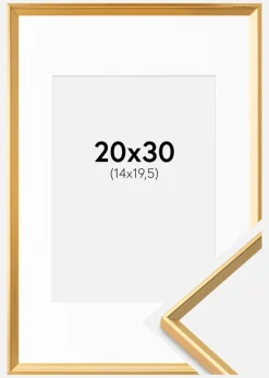 Ramme Desire Guld 20x30 cm - Passepartout Hvid 15x21 cm (A5)