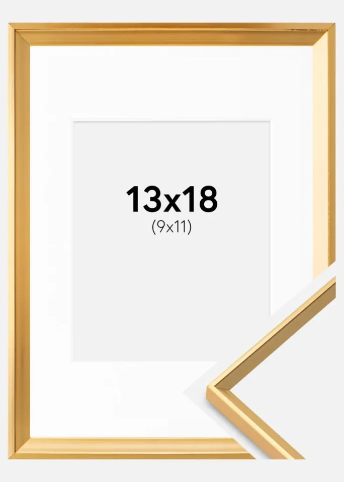 Ramme Desire Guld 13x18 cm - Passepartout Hvid 10x12 cm