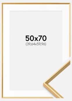 Ramme Desire Guld 50x70 cm - Passepartout Hvid 16x24 inches