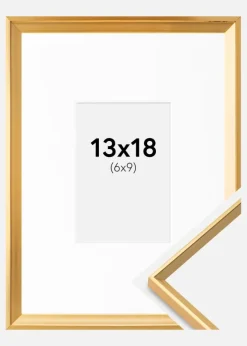 Ramme Desire Guld 13x18 cm - Passepartout Hvid 7x10 cm
