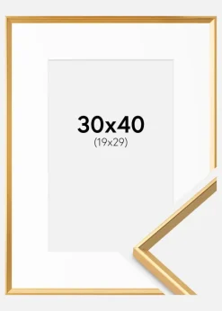 Ramme Desire Guld 30x40 cm - Passepartout Hvid 20x30 cm