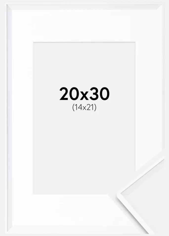 Ramme Desire Hvid 20x30 cm - Passepartout Hvid 15x22 cm