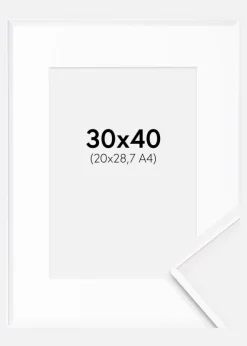 Ramme Desire Hvid 30x40 cm - Passepartout Hvid 21x29,7 cm (A4)