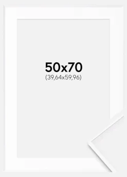 Ramme Desire Hvid 50x70 cm - Passepartout Hvid 16x24 inches