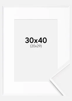 Ramme Desire Hvid 30x40 cm - Passepartout Hvid 21x30 cm