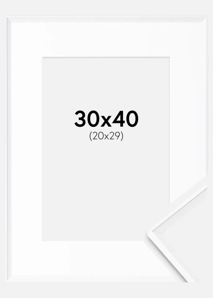 Ramme Desire Hvid 30x40 cm - Passepartout Hvid 21x30 cm