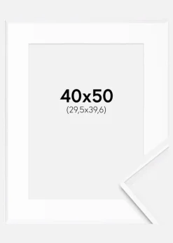 Ramme Desire Hvid 40x50 cm - Passepartout Hvid 12x16 inches