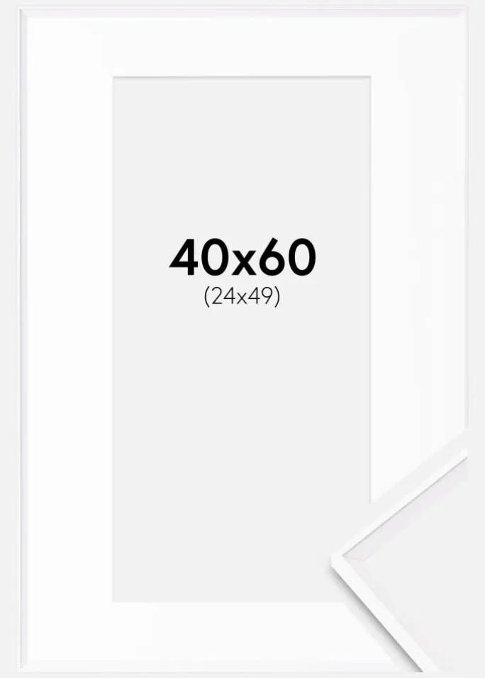 Ramme Desire Hvid 40x60 cm - Passepartout Hvid 25x50 cm