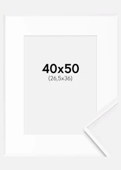 Ramme Desire Hvid 40x50 cm - Passepartout Hvid 27,5x37 cm