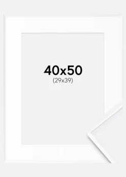 Ramme Desire Hvid 40x50 cm - Passepartout Hvid 30x40 cm