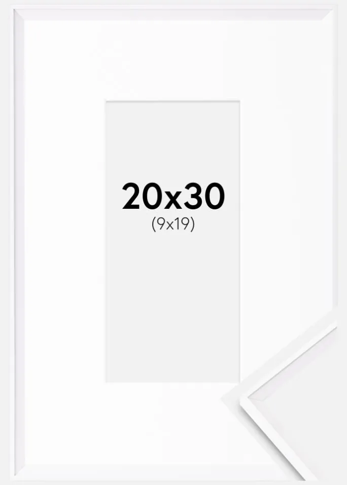 Ramme Desire Hvid 20x30 cm - Passepartout Hvid 10x20 cm