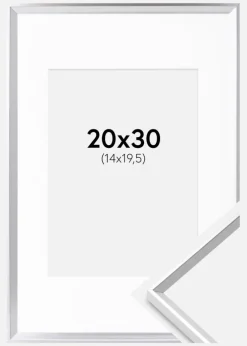 Ramme Desire Sølv 20x30 cm - Passepartout Hvid 15x21 cm (A5)