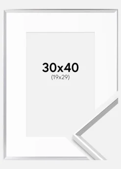 Ramme Desire Sølv 30x40 cm - Passepartout Hvid 20x30 cm