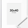 Ramme Desire Sølv 30x40 cm - Passepartout Hvid 18x27 cm
