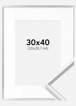 Ramme Desire Sølv 30x40 cm - Passepartout Hvid 21x29,7 cm (A4)