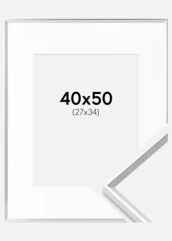 Ramme Desire Sølv 40x50 cm - Passepartout Hvid 28x35 cm