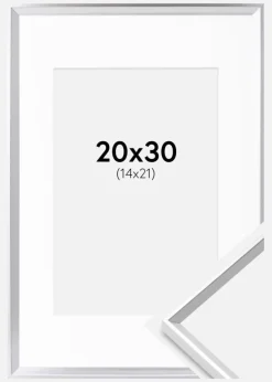 Ramme Desire Sølv 20x30 cm - Passepartout Hvid 15x22 cm