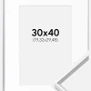 Ramme Desire Sølv 30x40 cm - Passepartout Hvid 8x12 inches
