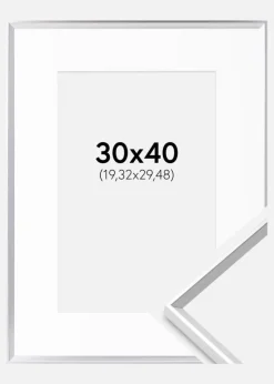 Ramme Desire Sølv 30x40 cm - Passepartout Hvid 8x12 inches