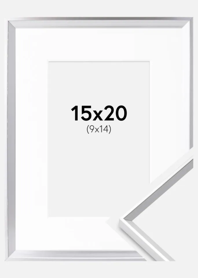 Ramme Desire Sølv 15x20 cm - Passepartout Hvid 10x15 cm