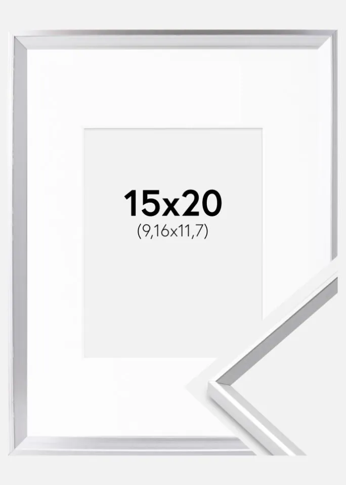 Ramme Desire Sølv 15x20 cm - Passepartout Hvid 4x5 inches