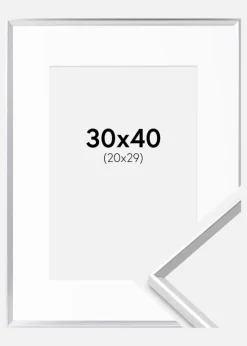 Ramme Desire Sølv 30x40 cm - Passepartout Hvid 21x30 cm