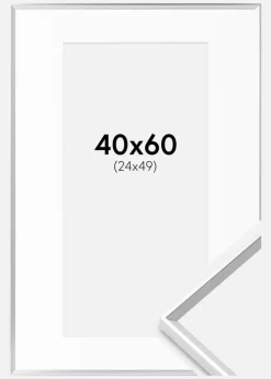 Ramme Desire Sølv 40x60 cm - Passepartout Hvid 25x50 cm