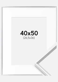 Ramme Desire Sølv 40x50 cm - Passepartout Hvid 27,5x37 cm