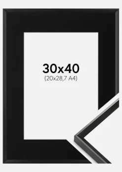 Ramme Desire Sort 30x40 cm - Passepartout Sort 21x29,7 cm (A4)