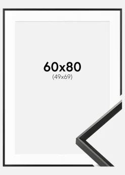 Ramme Desire Sort 60x80 cm - Passepartout Hvid 50x70 cm