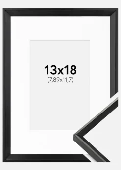 Ramme Desire Sort 13x18 cm - Passepartout Hvid 3,5x5 inches
