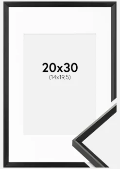 Ramme Desire Sort 20x30 cm - Passepartout Hvid 15x21 cm (A5)