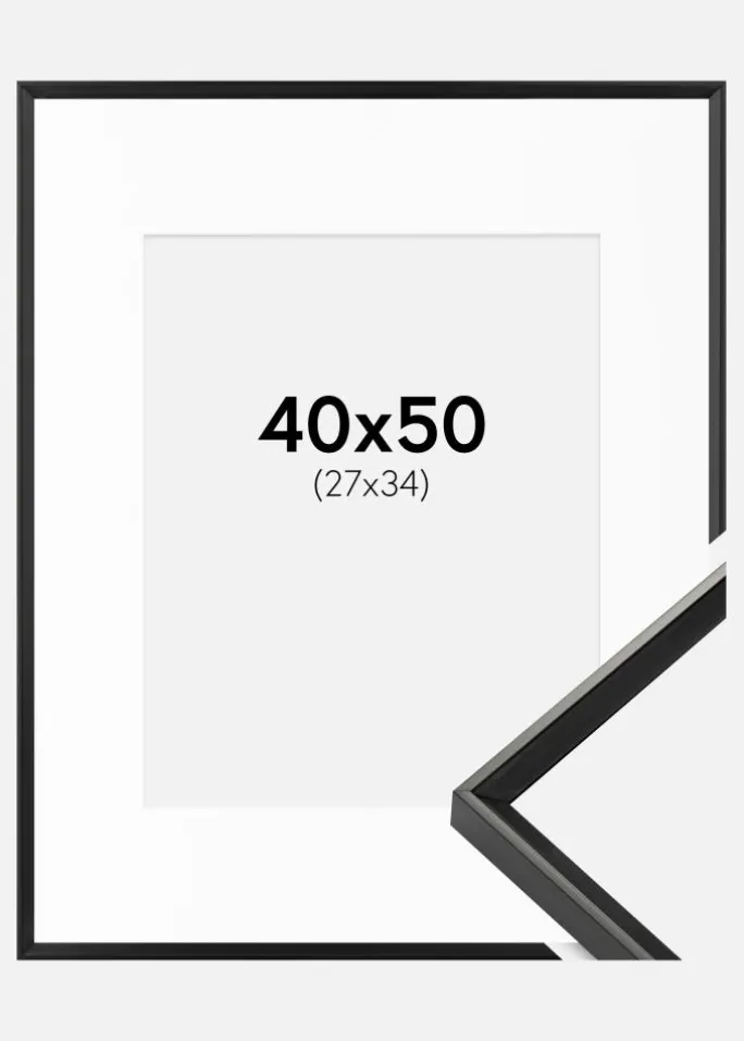 Ramme Desire Sort 40x50 cm - Passepartout Hvid 28x35 cm