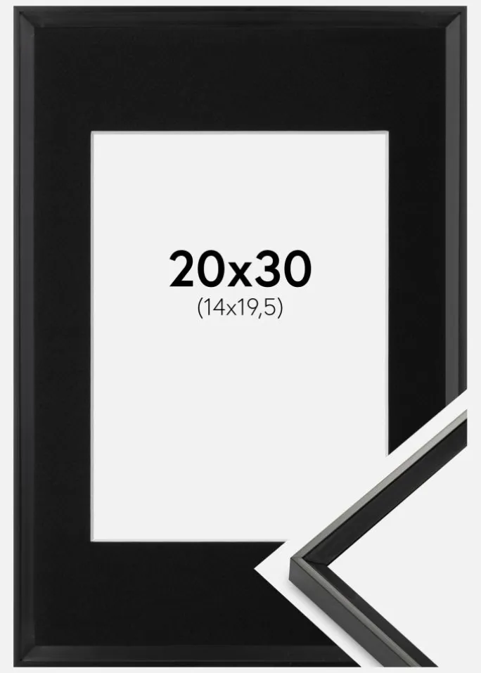 Ramme Desire Sort 20x30 cm - Passepartout Sort 15x21 cm (A5)
