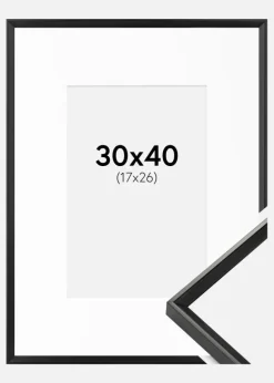 Ramme Desire Sort 30x40 cm - Passepartout Hvid 18x27 cm