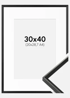 Ramme Desire Sort 30x40 cm - Passepartout Hvid 21x29,7 cm (A4)
